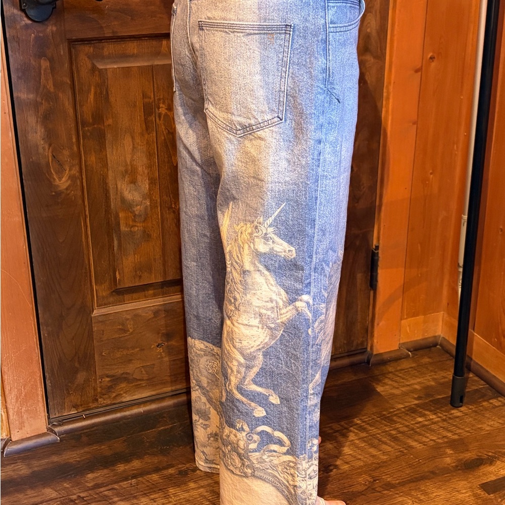 Pilcro Blue and Cream Flare Jeans - Picture 12 of 16